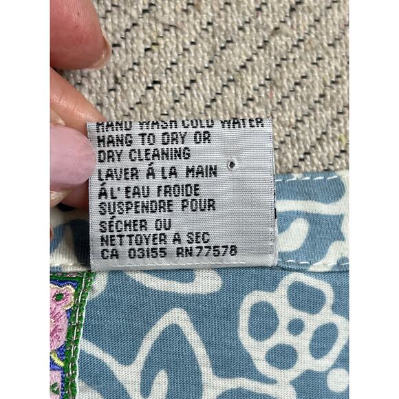 April Cornell blue white floral short sleeve maxi dress, size medium, cottage - Picture 9 of 10